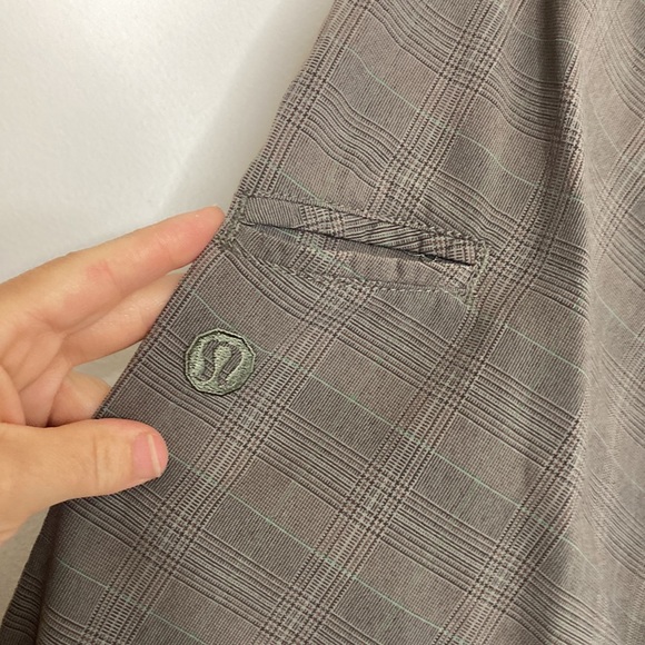 Lululemon Pants Mens 33 x 28 Brown Gray Plaid Stretch Chino Straight Wide Leg - Picture 12 of 15